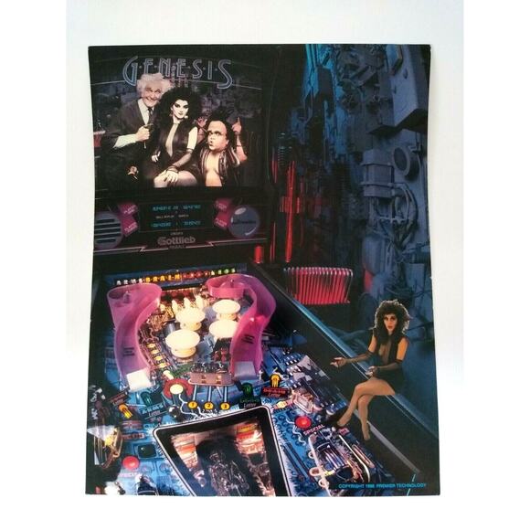 Genesis Pinball FLYER Original Game Sci-Fi Gothic Horror Art Print 1986 Vintage - Picture 3 of 6